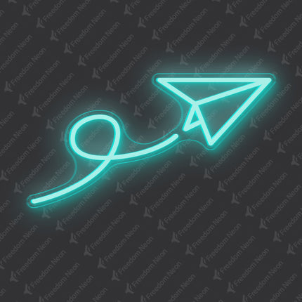 Mint Green Paper Airplane Neon Sign