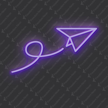 Purple Paper Airplane Neon Sign