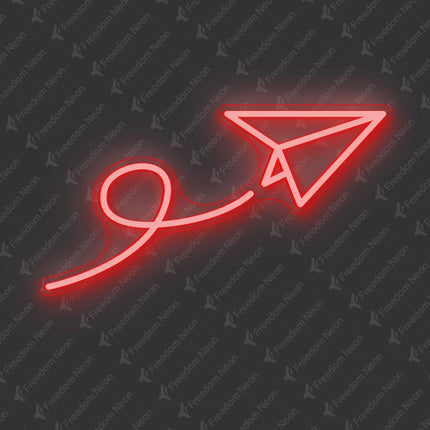 Red Paper Airplane Neon Sign
