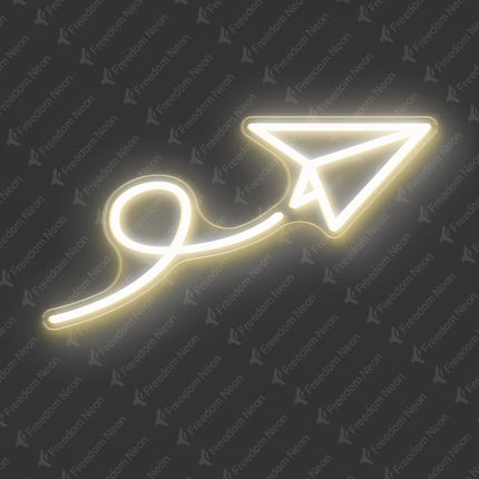 Warm White Paper Airplane Neon Sign