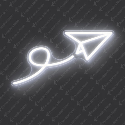 White Paper Airplane Neon Sign