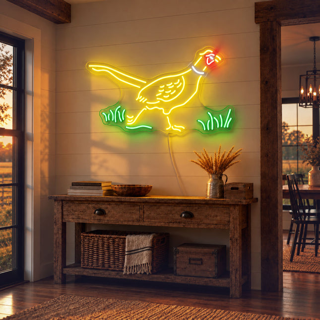 Lemon Yellow Pheasant Neon Sign