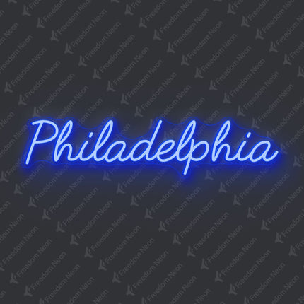 Blue Philadelphia Neon Sign