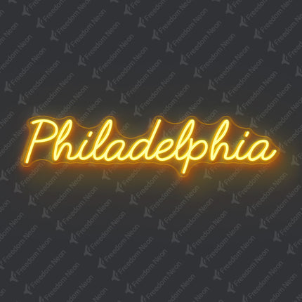 Golden Yellow Philadelphia Neon Sign