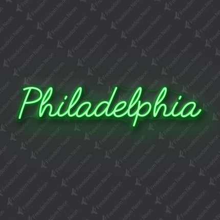 Green Philadelphia Neon Sign