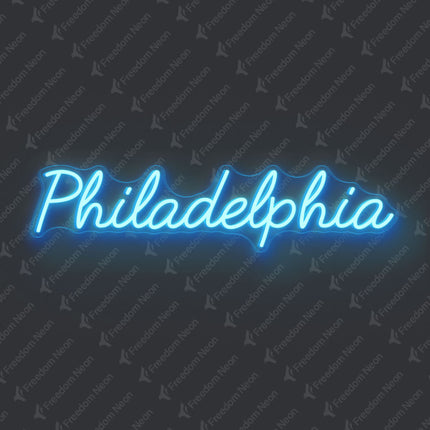 Ice Blue Philadelphia Neon Sign