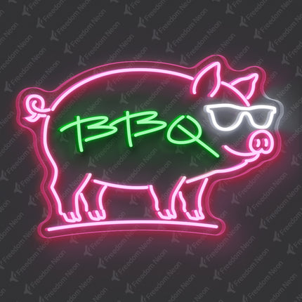 Light Pink Pig BBQ Neon Sign