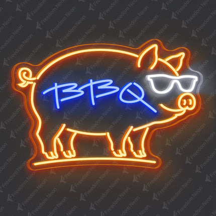 Orange Pig BBQ Neon Sign