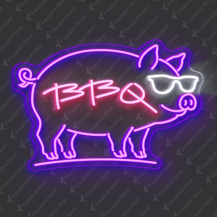 Purple Pig BBQ Neon Sig