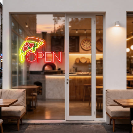 Pizza & Red OPEN Neon Sign
