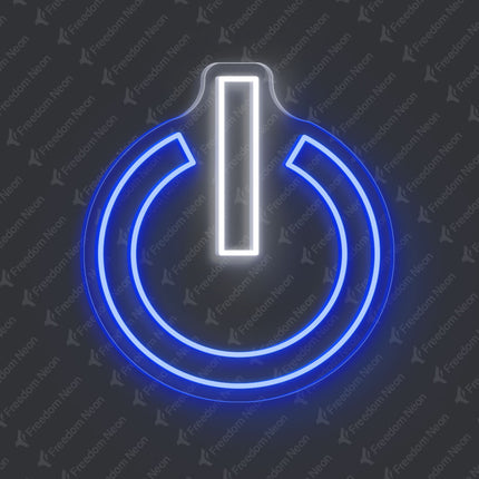 Blue Power Button Neon Sign