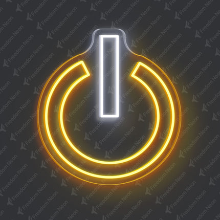 Golden Yellow Power Button Neon Sign