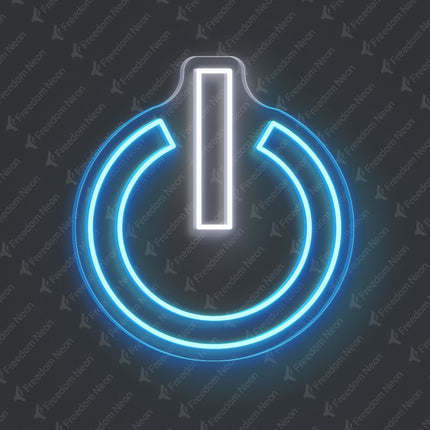 Ice Blue Power Button Neon Sign