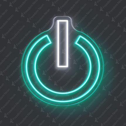 Mint Green Power Button Neon Sign
