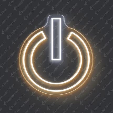 Warm White Power Button Neon Sign
