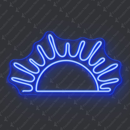 Blue Radiant Rising Sun Neon Sign