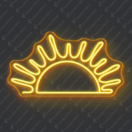 Golden Yellow Radiant Rising Sun Neon Sign