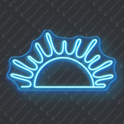 Ice Blue Radiant Rising Sun Neon Sign