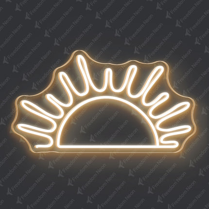 Warm White Radiant Rising Sun Neon Sign