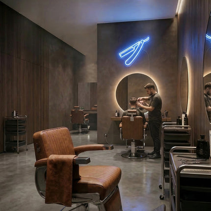 Blue Razor Blade Neon Sign