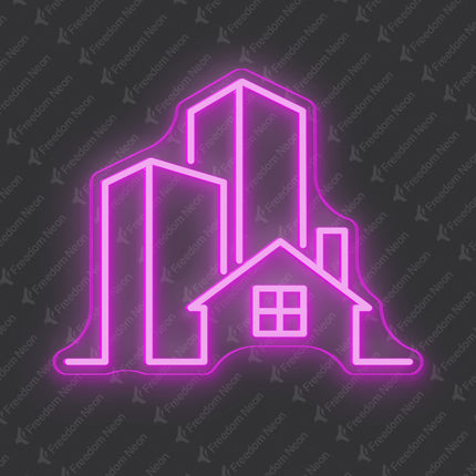 Pink Real Estate City House Neon Sign