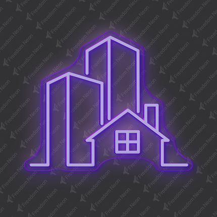 Purple Real Estate City House Neon Sign