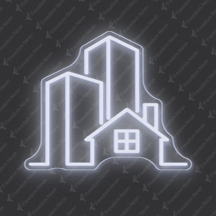 White Real Estate City House Neon Sign