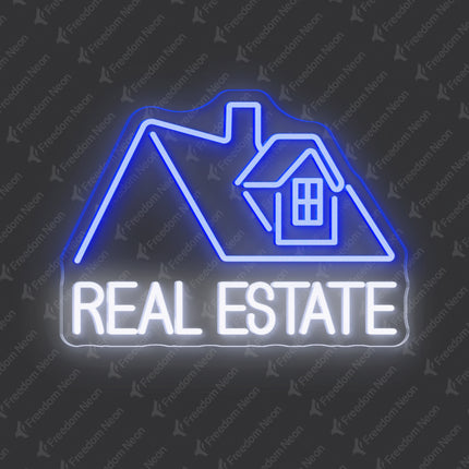 Blue & White Real Estate Logo Neon Sign