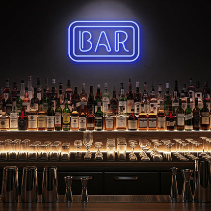 Blue Rectangular Bar Neon Sign