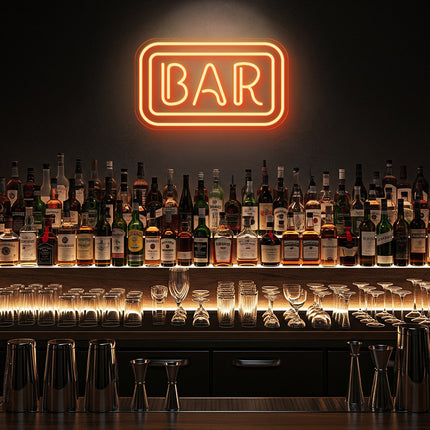 Gold Rectangular Bar Neon Sign
