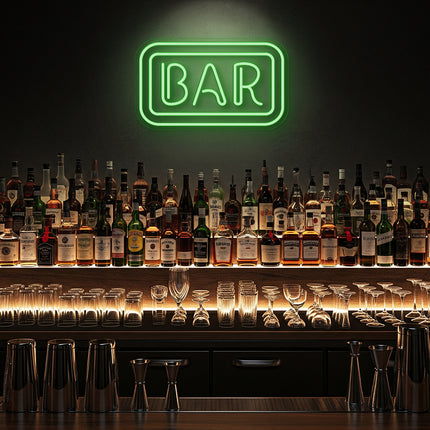 Green Rectangular Bar Neon Sign