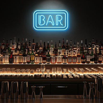 Ice Blue Rectangular Bar Neon Sign