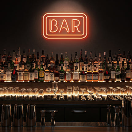 Orange Rectangular Bar Neon Sign