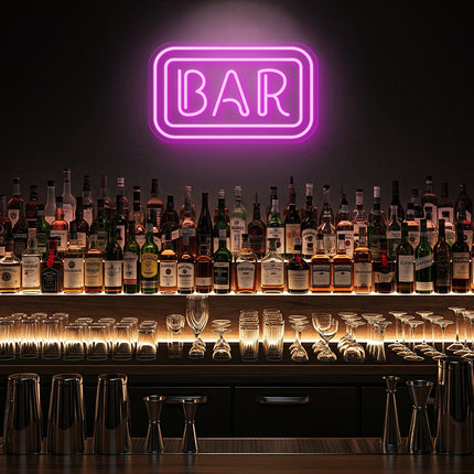 Pink Rectangular Bar Neon Sign