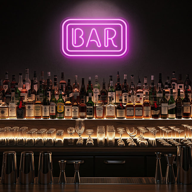 Pink Rectangular Bar Neon Sign