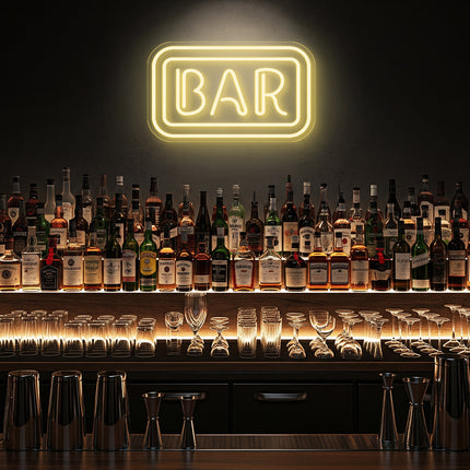 Warm White Rectangular Bar Neon Sign