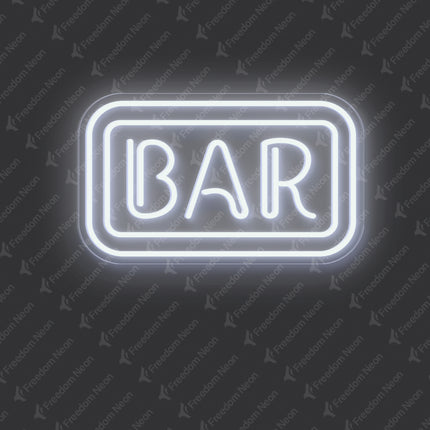 White Rectangular Bar Neon Sign