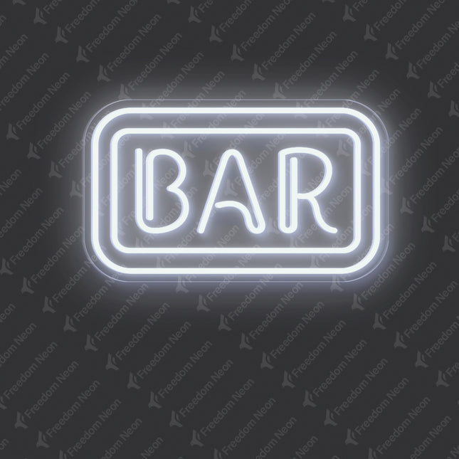 White Rectangular Bar Neon Sign