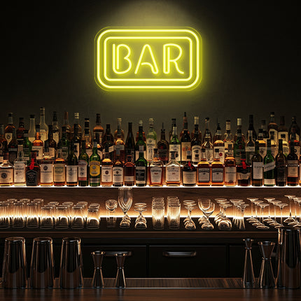 Yellow Rectangular Bar Neon Sign