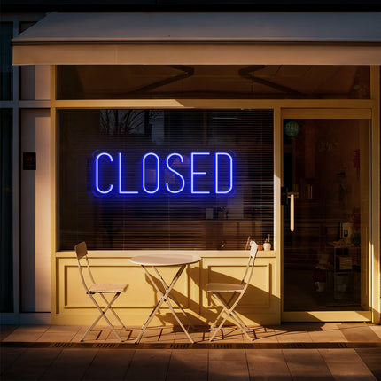 Blue Rectangular Closed Neon Sign