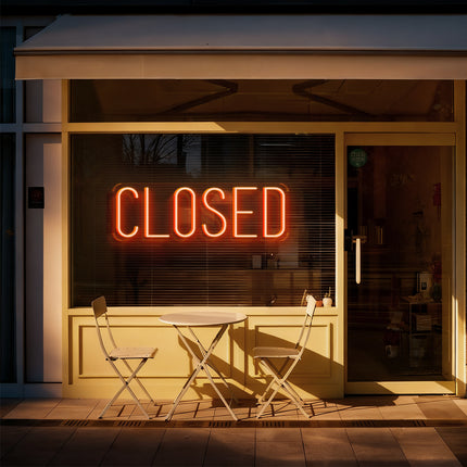 Golden Yellow Rectangular Closed Neon Sign