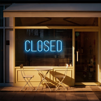 Ice Blue Rectangular Closed Neon Sign