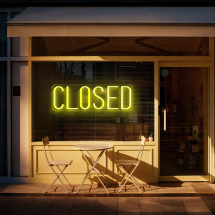 Lemon Yellow Rectangular Closed Neon Sign