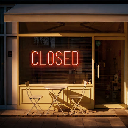 Orange Rectangular Closed Neon Sign