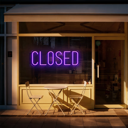 Purple Rectangular Closed Neon Sign