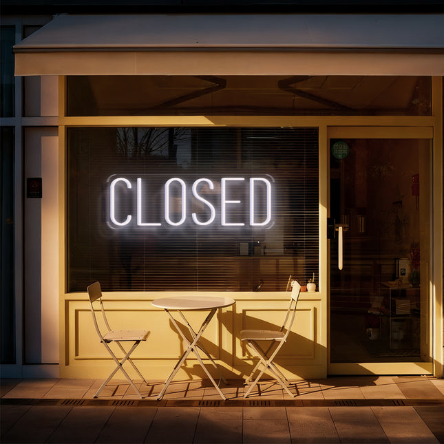 White Rectangular Closed Neon Sign