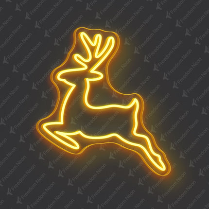 Golden Yellow Reindeer Neon Sign 2