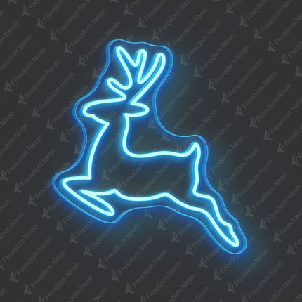 Ice Blue Reindeer Neon Sign 2