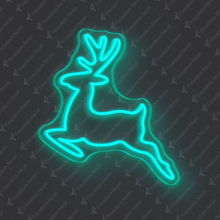 Mint Green Reindeer Neon Sign 2