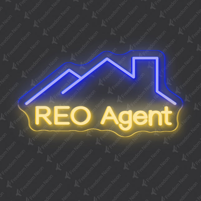 Blue & Warm White REO Agent Neon Sign
